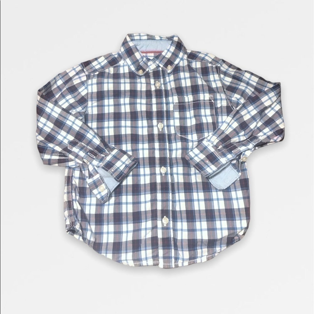 Toddler Long Sleeve Checkered Button Down  Shirt